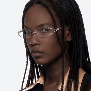 GENTLE MONSTER Silver Mosh 2.0 Square Frame Glasses